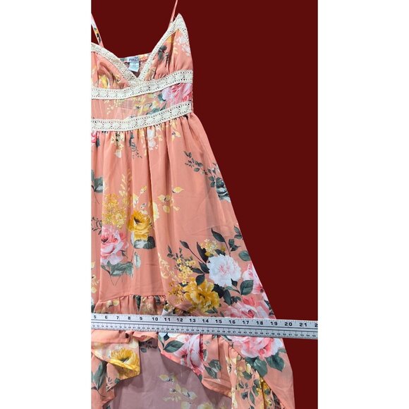 Rue 21 - Women's Sumer Sleeveless High Low Hem Ruffle Floral Dress - Pink - XXS - Picture 5 of 16